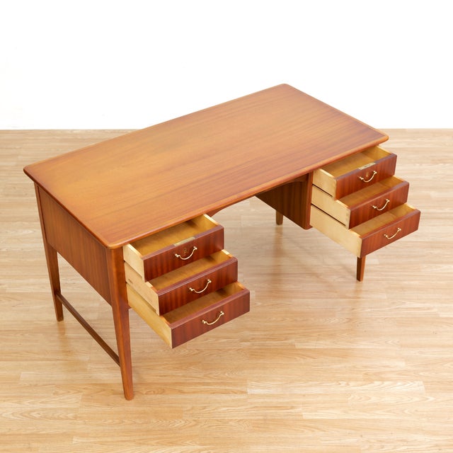 1960s Danish Modern Mahogany Desk For Sale - Image 4 of 12