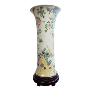 Large Chinese Porcelain Peafowl Garden Gu