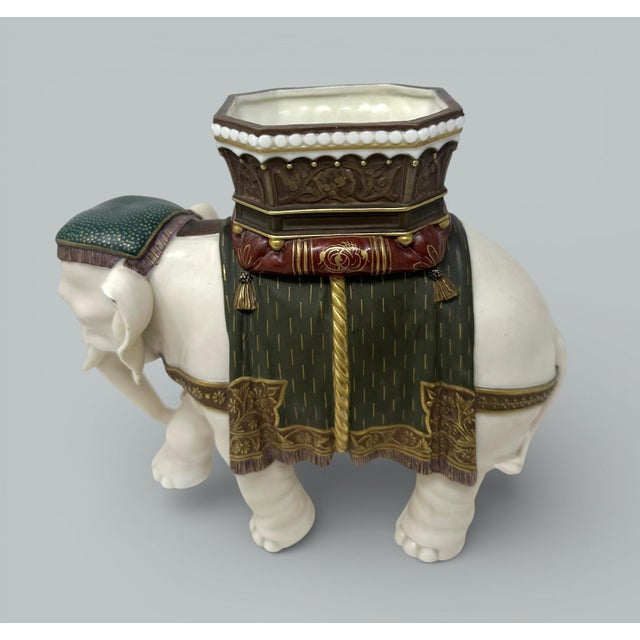 Antique English Indian Elephant Flower Vase James Hadley Royal Worcester Tiffany For Sale - Image 6 of 9