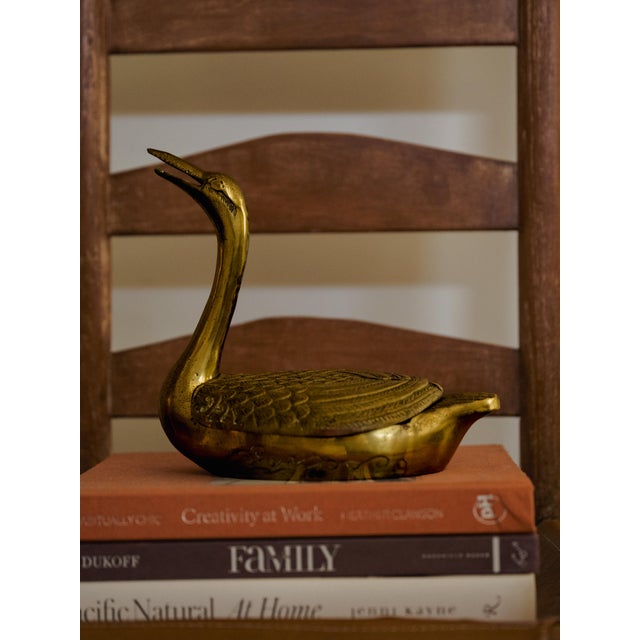 Vintage Brass Swan Trinket Box For Sale - Image 13 of 14