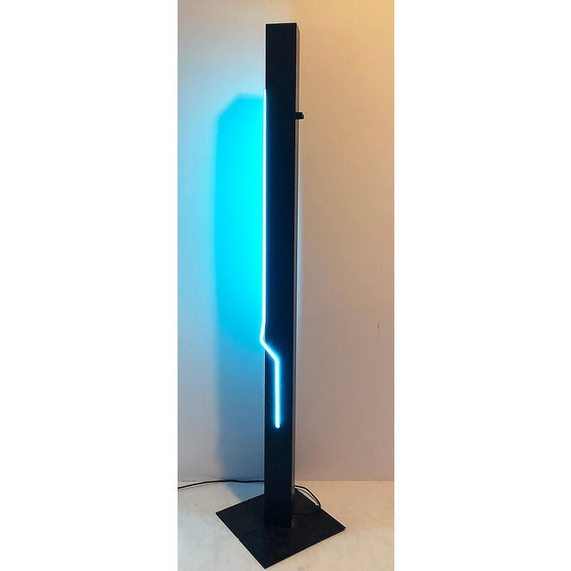Black 1980s Postmodern Rudi Stern Torchiere Lamp "Let There Be Neon" For Sale - Image 8 of 11
