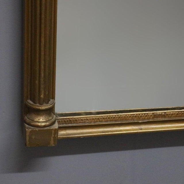 Wood Antique Giltwood Eglomise Wall Mirror, Reverse Painted Countryside Church, C1 For Sale - Image 7 of 10