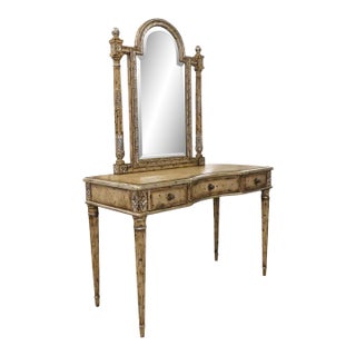 Vintage LaBarge Louis XVI Painted Vanity, Mirror For Sale