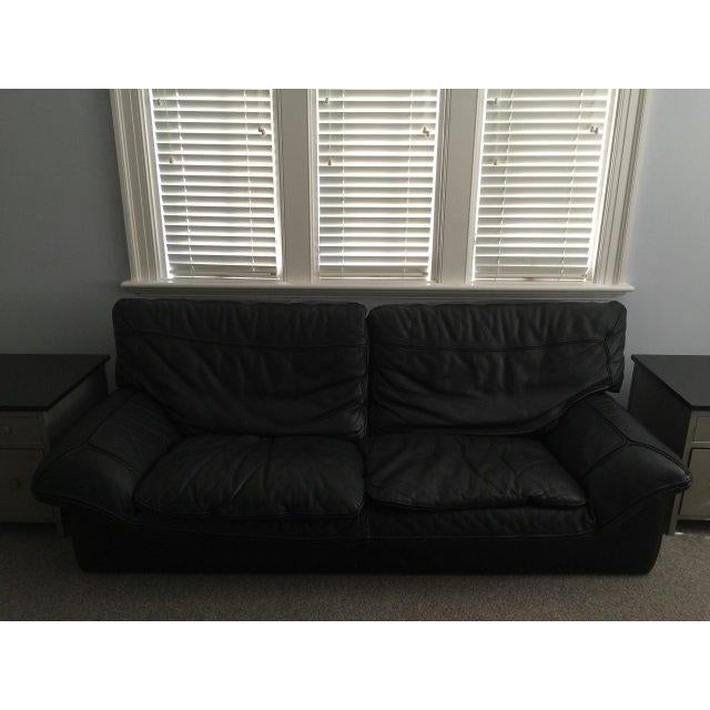 Contemporary Roche Bobois Black Leather Sofa Chairish