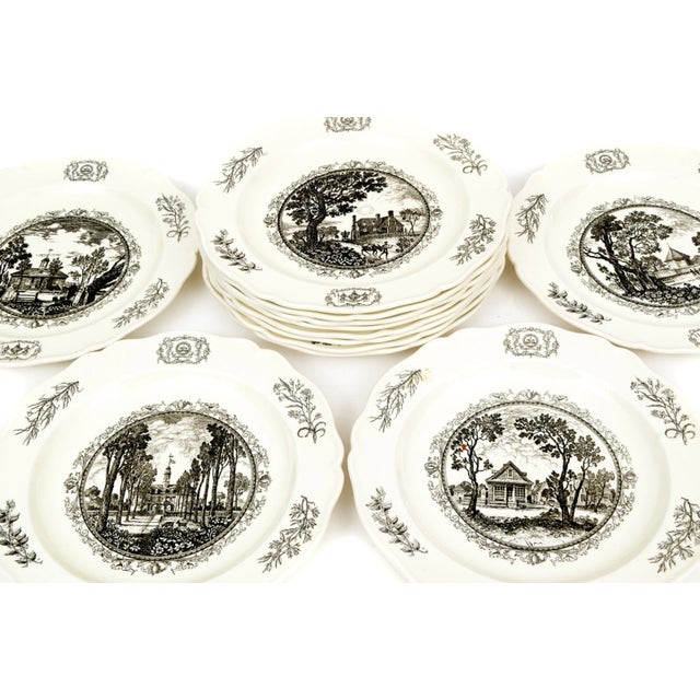 Mid 20th Century English Wedgwood Williamsburg Restoration Transferware Plates, Set of 12 For Sale - Image 10 of 14
