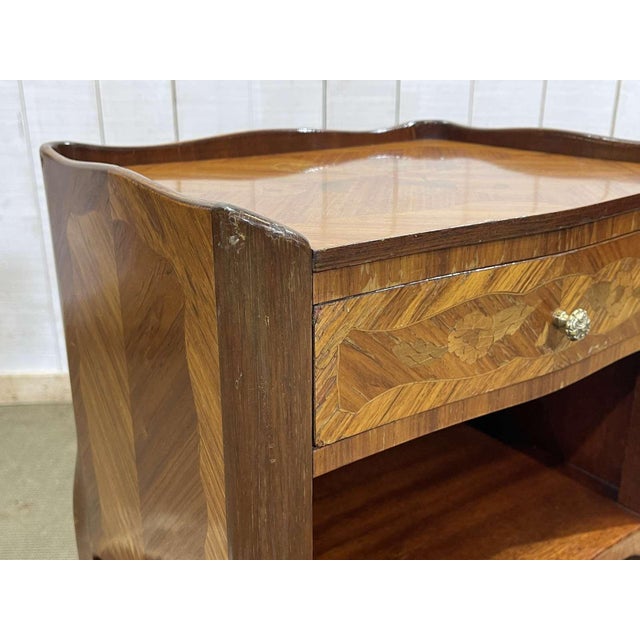 Wood Louis XV Bedside Table in Rosewood and Oak, 1970s For Sale - Image 7 of 14