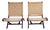 Hans Wegner Style Folding Rope Chairs Mid Century Modern Lounge Chairs Pair For Sale