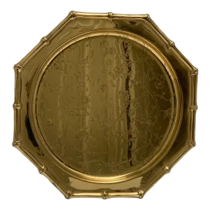 Vintage Brass Cherry Blossom Bamboo Patterned Decor Tray