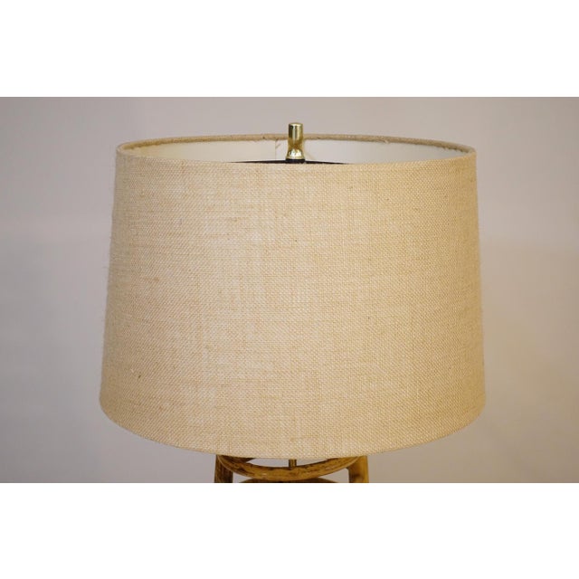 Atomic Modern Franco Albini Rattan Cylinder Ribbed Table Lamp 1950s Italian For Sale - Image 9 of 11