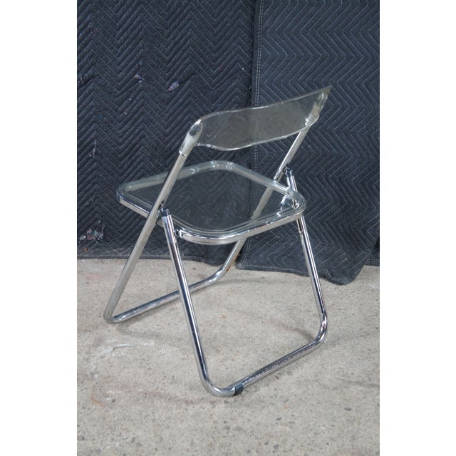 Castelli 1970s Set of 8 Italian Mid Century Modern Acrylic Lucite Tubular Chrome Folding Chairs For Sale - Image 4 of 9