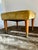 Mid-Century Modern Needlepoint & Chartreuse Velvet Footstool — Vintage Square Ottoman With Tapered Walnut Legs and Brass Ferrule Accents For Sale - Image 11 of 18