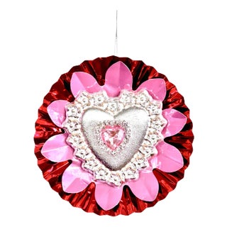 Valentine Ornament With Antique Dresdens & Vintage Light Reflectors V2 For Sale
