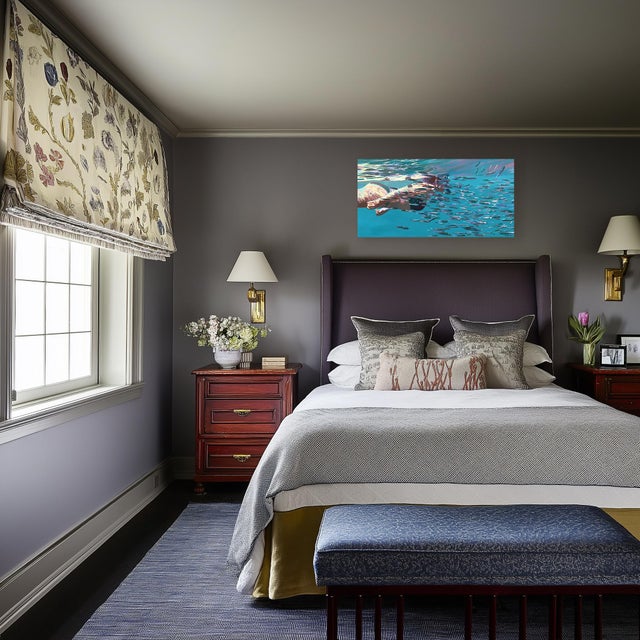 Blue Stronger Together - Abstract Figurative Ocean Swimming Still Life Oil Panting Original Artwork by Michelle Fillmore For Sale - Image 8 of 9