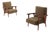 Pair of Walnut Open Arm Chairs, C. 1950 For Sale