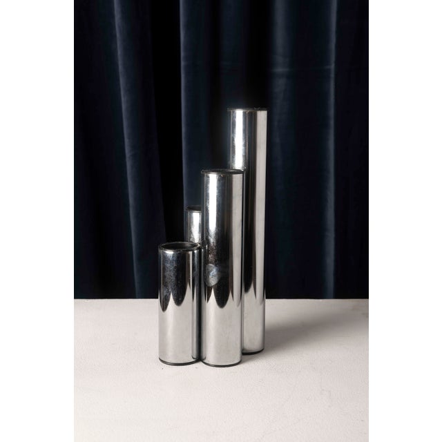 Space Age Vases in Chromed Metal, Europe, 1970s, Set of 3 For Sale - Image 14 of 18