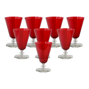 Ruby Red Octagon-Base Stemware, Set of 8