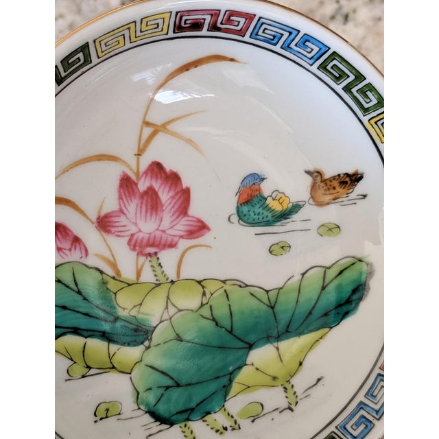 Mid 20th Century Chinoiserie Greek Key Porcelain Trinket Dish For Sale - Image 4 of 7