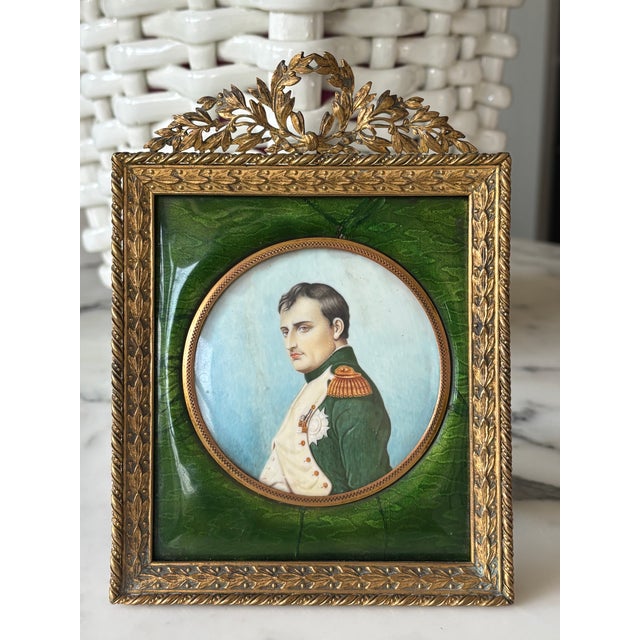 Antique French Napoleon Bonaparte Miniature Portrait in Empire Gilt Frame For Sale - Image 9 of 9