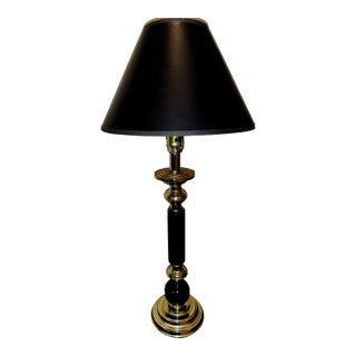 Vintage Mid-Century Modern Black Marble and Brass Table Lamp For Sale