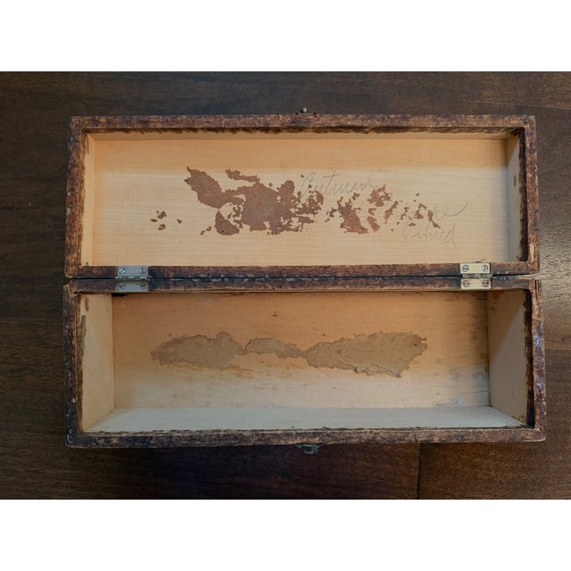 Asparagus Antique 1920's Pyrography Box Grape and Leaf Motif For Sale - Image 8 of 9
