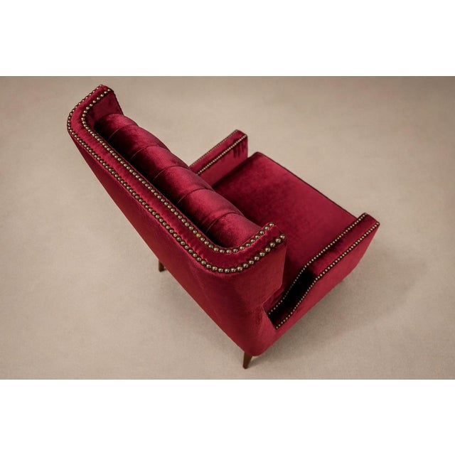 Mid-Century Modern Giuseppe Scapinelli Armchair in Hardwood & Ruby Cotton Velvet, Brazil, 1956 For Sale - Image 3 of 18