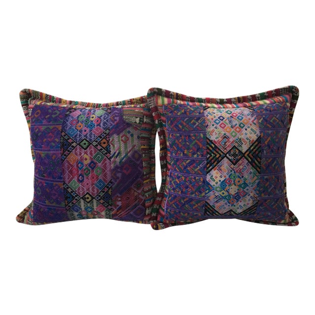 Guatemalan Textile Handmade Cushion Cases (A Pair) For Sale