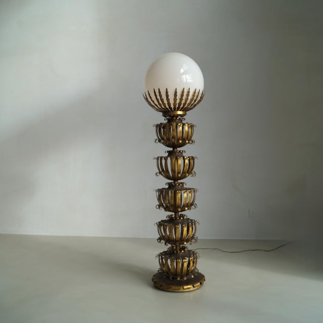 Large Globe Floor Lamp attributed to Maison Jansen, 1960s For Sale - Image 13 of 18