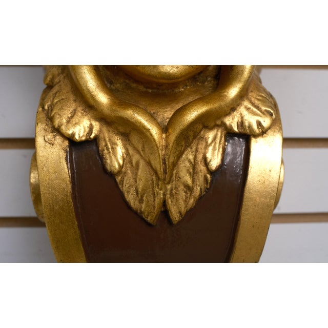 Ornamental & Decorative Materials Pair Cherub Gold Finish Wall Sconce Shelves For Sale - Image 7 of 10