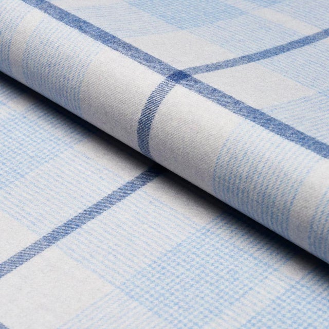 SAMPLE - Schumacher Montana Wool Plaid Fabric In Arctic For Sale
