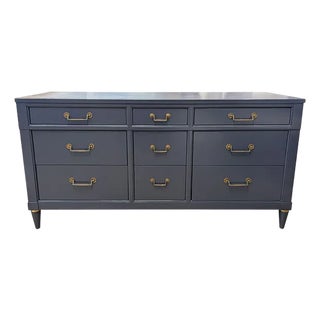 62" Finished 9 Drawer Century Vintage Dresser For Sale