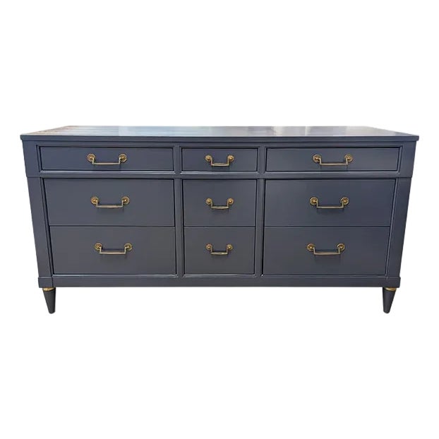 62" Finished 9 Drawer Century Vintage Dresser For Sale