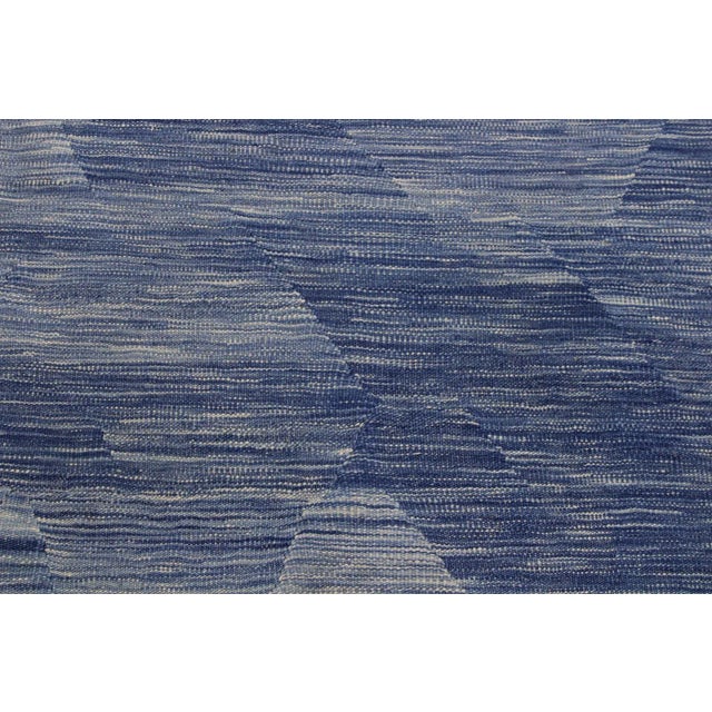 Caucasian Kilim Blue Beige Wool Rug - 9'0" X 12'4" For Sale In New York - Image 6 of 7