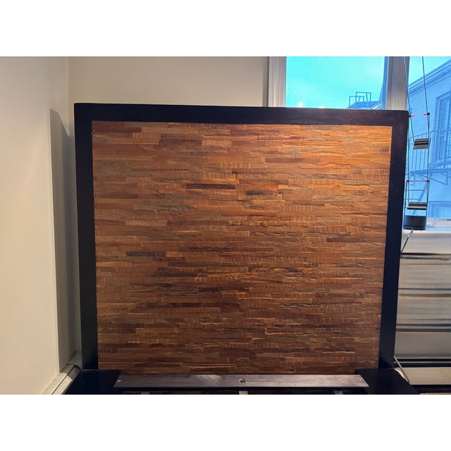 Environment Furniture Reclaimed Brazilian Peroba Rosa Wood Framed in Ebony Queen Platform Bed "The Santomer Collection was...