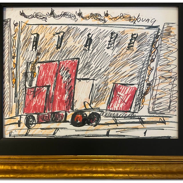 Early Purvis Young Miami Urban Expressionist Mixed Media Drawing Framed For Sale - Image 10 of 12