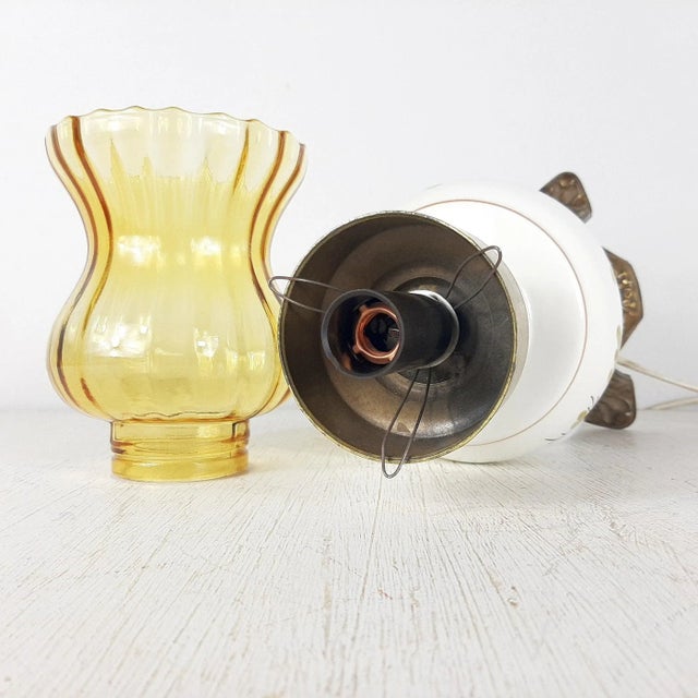 Gold Vintage Porcelain Glass Table Lamp, 1960s For Sale - Image 8 of 11