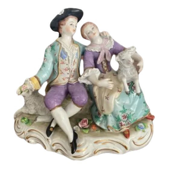 Victorian Porcelain Continental Group Figurine, 1890 For Sale