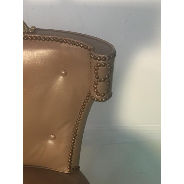 Mid-Century Modern Decorator Studded Chair With Ornate Bronze Handle For Sale - Image 3 of 13