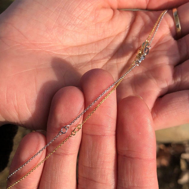 Gold Diamond-Cut Stationed Cable Chain in Solid 14k Gold: Fixed Length Chain 20" For Sale - Image 8 of 10