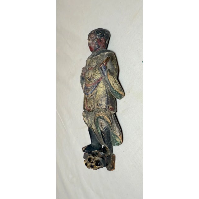 Antique 19th Century Hand Carved Polychromed Japanese Sculpture Figure Statue For Sale In New York - Image 6 of 10