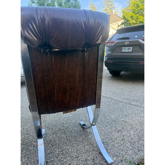 Cal-Style Vintage 1970s Cal-Style Furniture Mfg. Co. Barcelona-Style Chrome X-Base Lounge Chair For Sale - Image 4 of 7