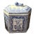 Early 20th Century Chinese Hexagonal Blue and White Tea Caddy For Sale