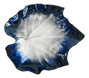 Vintage Blue Leaf-Shaped Dish in Ceramic, 1950s