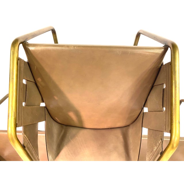 Brass Leather Strip Chair by Massimo Castagna for Henge, 1990s, Set of 3, in Good conditions. Designed 1990 to 1999 I have...