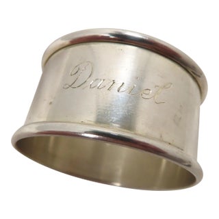 Vintage Mid Century American Sterling Silver Napkin Ring With Hand Engraved Name "Daniel" For Sale