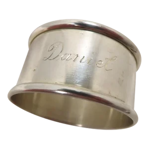 Vintage Mid Century American Sterling Silver Napkin Ring With Hand Engraved Name "Daniel"