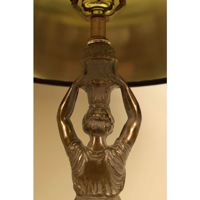 Vintage Neoclassical Alsy Bronze Caryatid Figural Table Lamps - Pair For Sale - Image 9 of 12