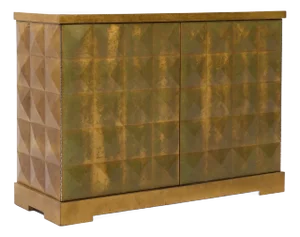 Barbara Barry for Baker Mid Century Diamond Gold Leaf Cabinet Credenza