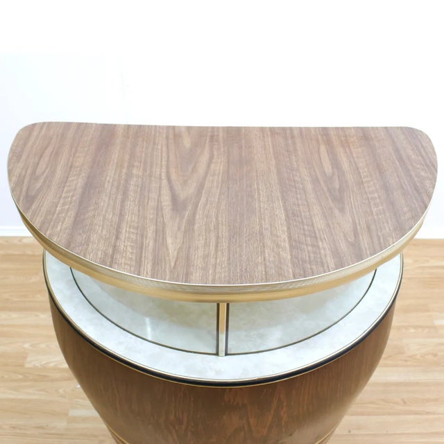 Mid-Century Modern Vintage 1960s Barrel Shaped Dry Bar Liquor Cabinet For Sale - Image 3 of 12