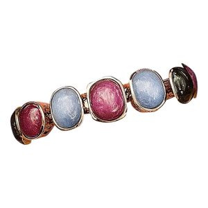 Bochic "Capri" Vintage Ruby & Multi Color Fancy Sapphires Cuff Set 18K & Silver