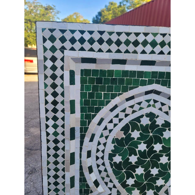 Moroccan Green & White Mosaic Tile Fountain / Rafraf Style For Sale - Image 4 of 7